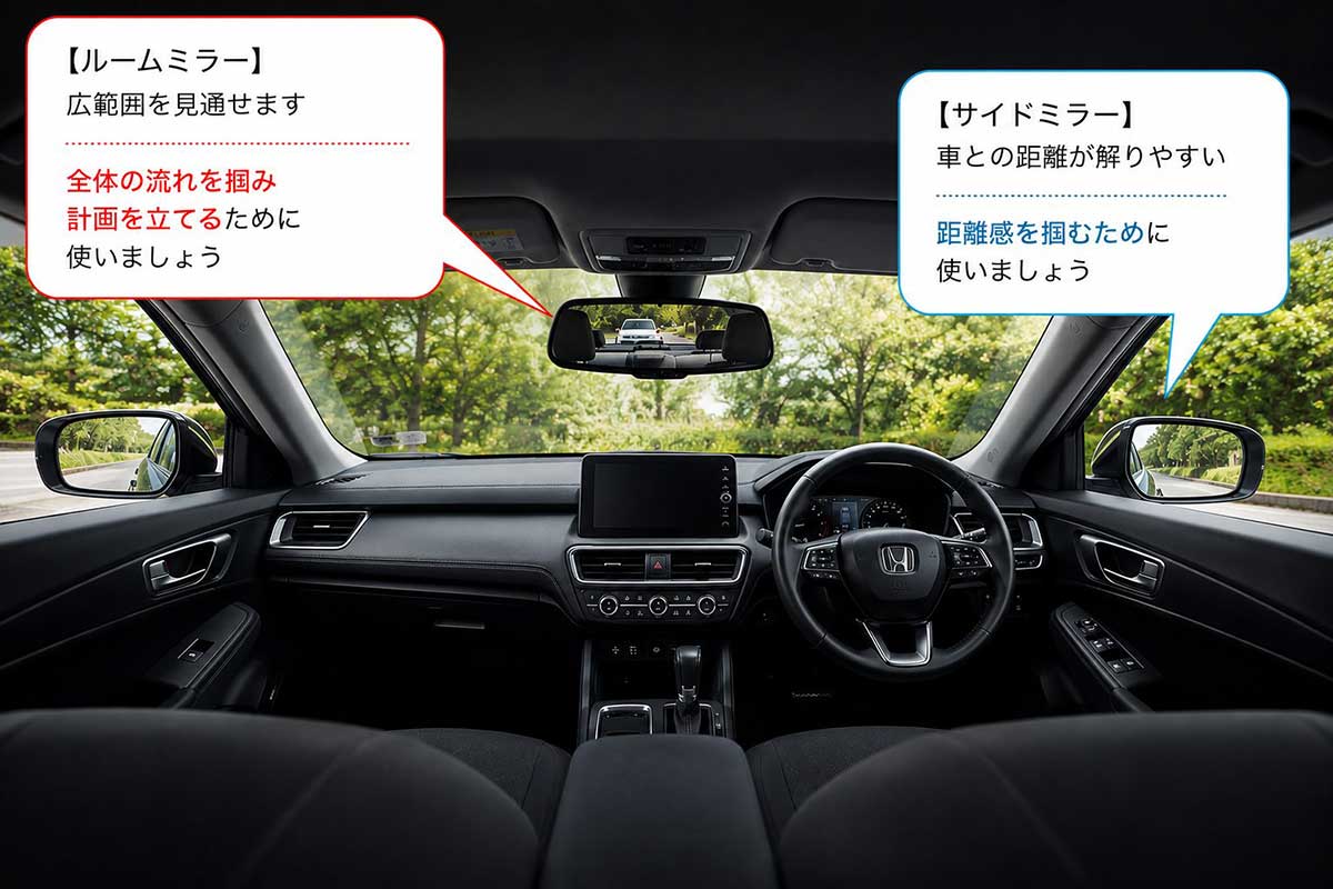 ルームミラーとサイドミラー